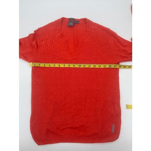 AX Armani Exchange Linen Top V Neck Long Sleeves Collared Sz S Orange - Picture 8 of 12